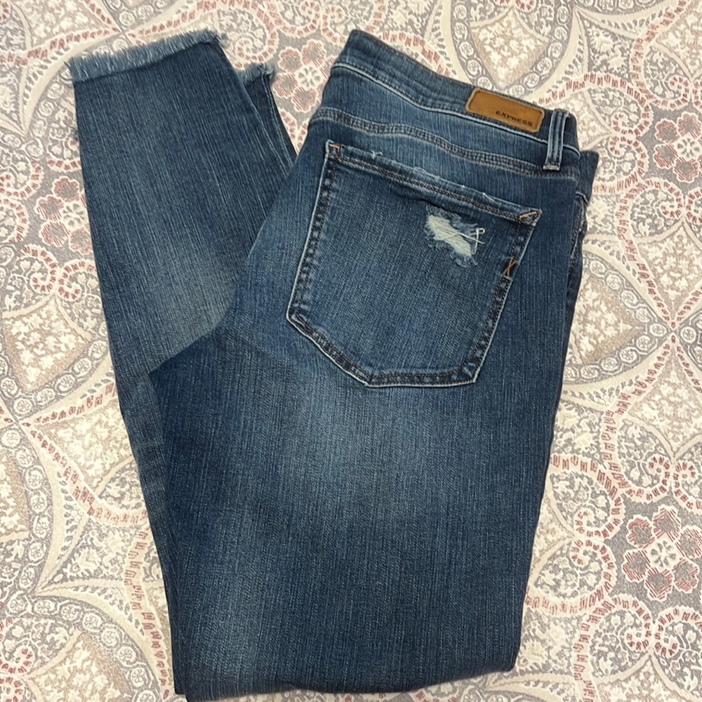 Express Skinny Ankle Destroy Jeans - Size 10